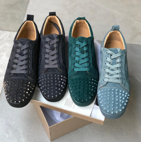 Top Quality Red Bottoms shoes Studded Spikes Flat sneakers For Men Women glitter Party Lovers Genuine Leather casual rivet Sneaker