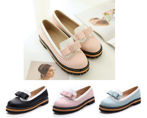 Handmade custom casual woman shoes autumn large size small size color matching bow designer men platform shoes