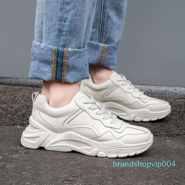 Hot Sale-2019 Handmade genuine leather shoes woman lace up spring summer casual shoes simple fashion flat platform shoes women sneaker