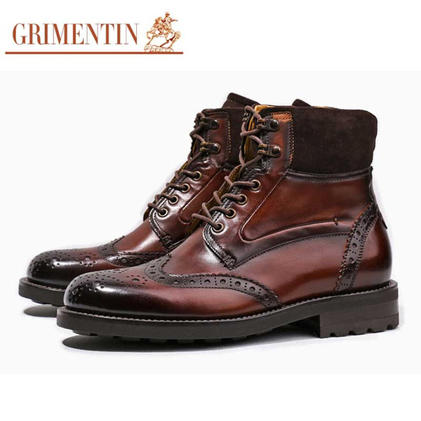 GRIMENTIN Hot sale brand customized handmade mens boots Italian fashion casual mens shoes genuine leather formal business male ankle boots