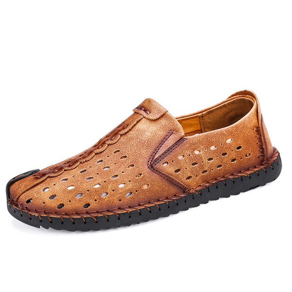 Summer Men Shoes Casual Italian Slip on Mens Loafers Moccasins Handmade Genuine Leather Breathable Male Driving Shoes