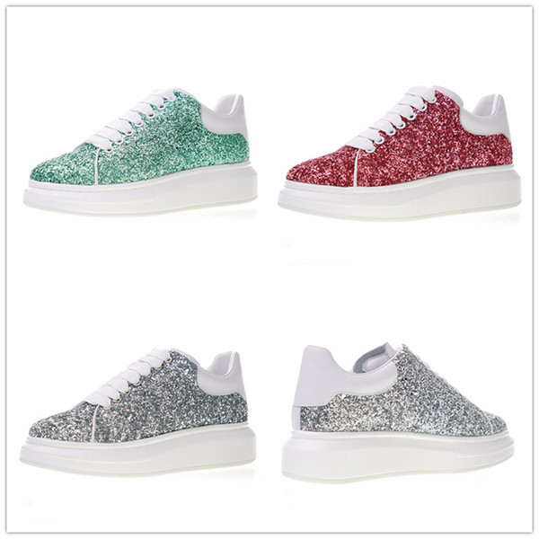 New Alexander x Sole Low Top Sneakers Sequin Green Red Casual Shoes Fashion Luxury Designer Shoes Brand Trainers Women SIZE 35-40