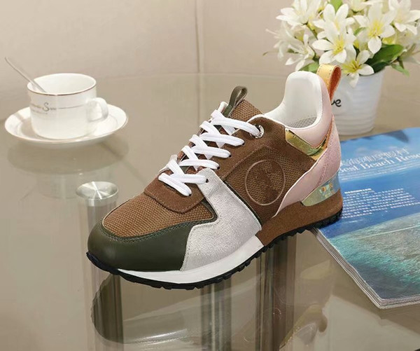 New women's shoes leather breathable mesh color matching casual fashion leather sports running shoes top luxury brand women's shoes