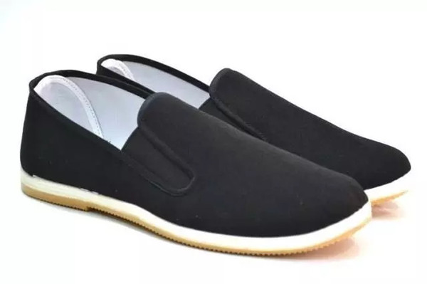 Chinese Kung Fu Shoes Bruce Lee Style Handmade Beijing Cloth Shoes Flats Men Black Boat Shoe Breathable Father Shoes Casual