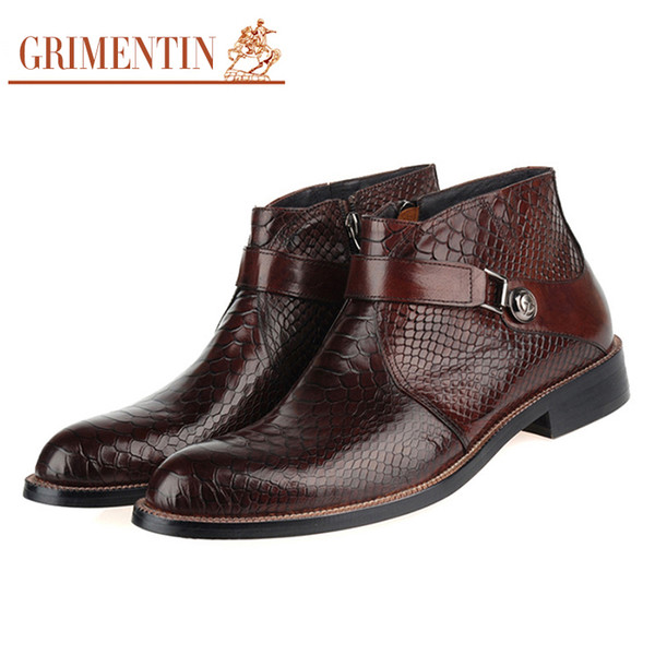 GRIMENTIN men boots genuine leather Italian black brown luxury fashion casual ankle boots men shoes male for wedding business