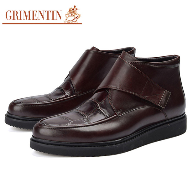 GRIMENTIN Genuine leather black brown mens boots hot sale Italian fashion casual mens ankle boots for brand business male shoes