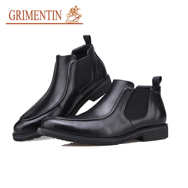 GRIMENTIN Winter hot sale brand men boots genuine leather black Pointed Toe fashion classic business formal male ankle boots men shoes OM5