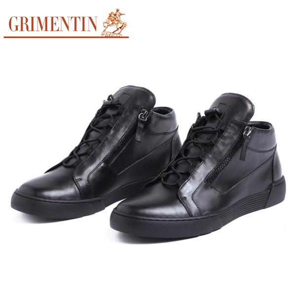 GRIMENTIN FASHION MOTORCYCLE BOOTS GENUINE LEATHER SOLID LACE-UP WINTER MEN'S BOOTS CLASSIC SOLID DESIGNE SOLID BOTAS