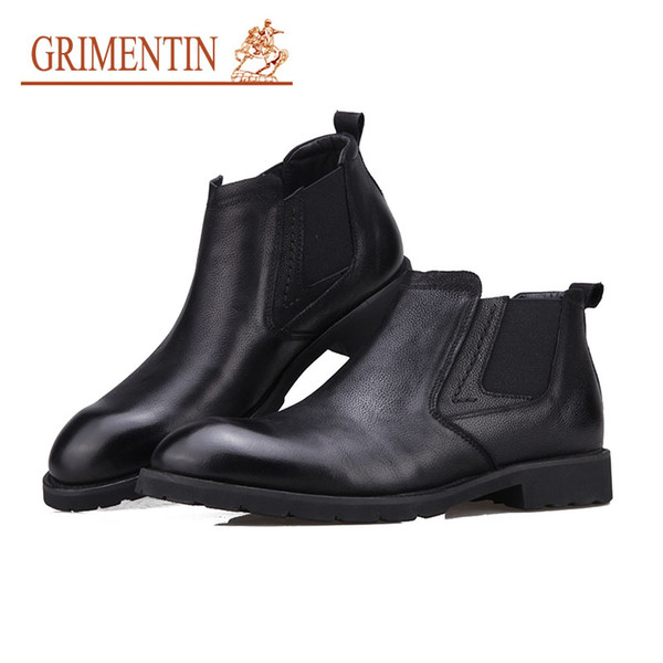 GRIMENTIN Winter Hot Sale Brand Men Boots Genuine leather Italian Fashion Casual Black Male Ankle Boots for Formal Business Mens Shoes