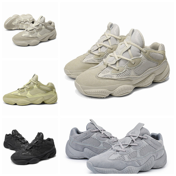 2019 New Salt 500 Kanye West Casual Shoes Men Designer Shoes Super Moon Yellow Blush Desert Rat 500 Trainers Sneakers