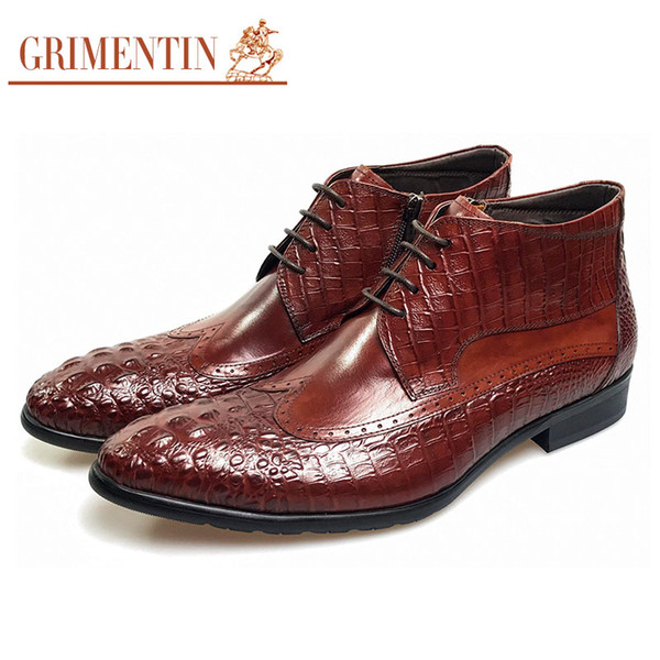 GRIMENTIN mens leather shoes casual UK fashion vintage wingtip slip on shoes men wedding party size:38-44