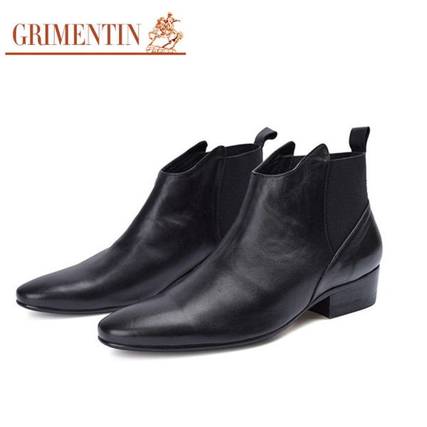 GRIMENTIN Hot sale brand mens boots genuine leather black comfortable soft dress men shoes Italian fashion designer formal male ankle boots