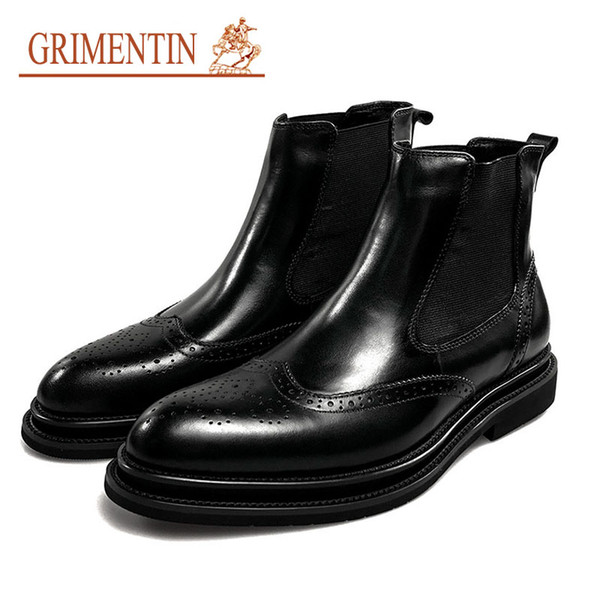 GRIMENTIN 2019 New hot sale brand mens boots Genuine Leather Italian male ankle boots fashion designer formal business dress mens shoes CG