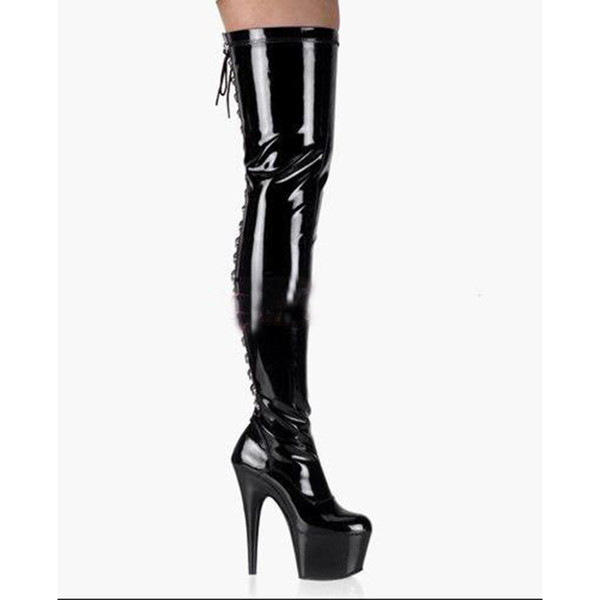 Wonderheel Thigh high boot Extreme high heel 15cm heel 5cm Platform lace up over the knee sexy fetish stiletto heel long boots