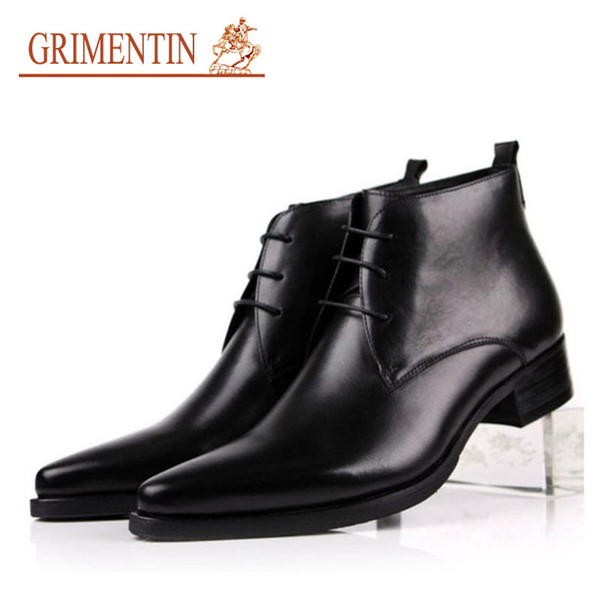 GRIMENTIN Hot Sale Italian Fashion Men Boots Genuine Leather Black Orange Formal Male Ankle Boots Brand Dress Wedding Large Size Mens Shoes