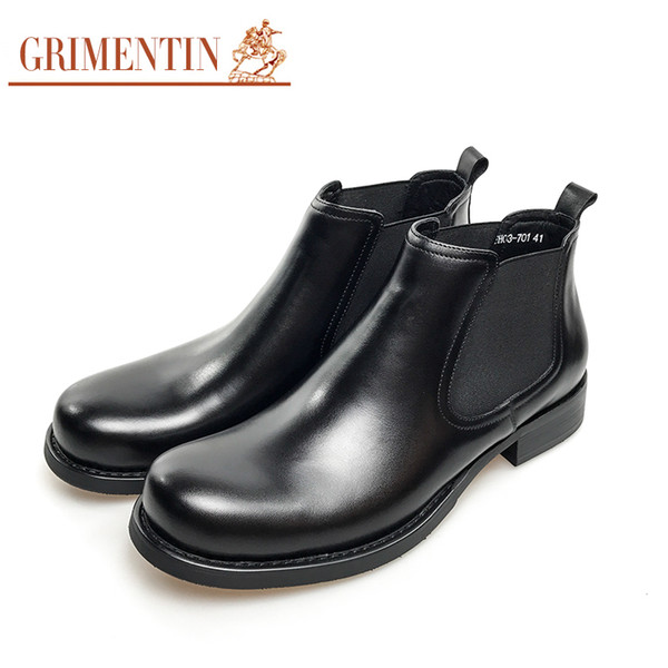 GRIMENTIN Mens boots hot sale brand genuine leather black formal business dress men ankle boots high quality Italian fashion mens shoes