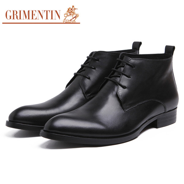 GRIMENTIN Hot sale fashion boots 100% genuine leather men dress boots Italian designer mens ankle boots black brand business male shoes