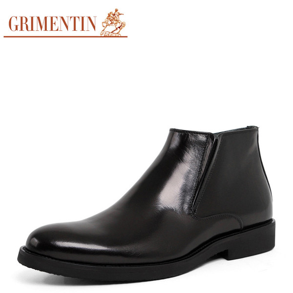 GRIMENTIN Genuine leather black mens boots high quality Italian fashion designer ankle men dress boots hot sale brand male shoes