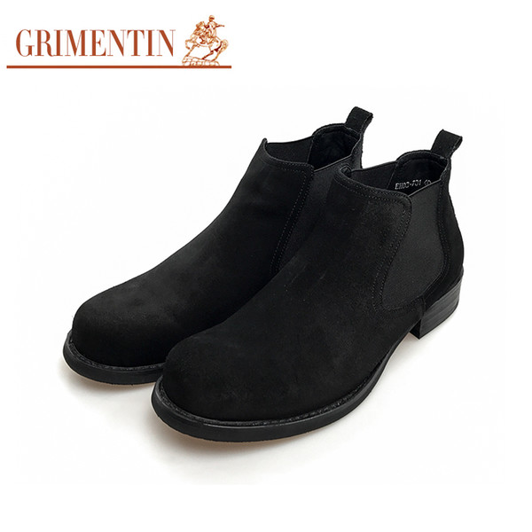 GRIMENTIN Hot sale fashion boots suede leather men casual boots Italian designer mens ankle boots black brown brand male shoes