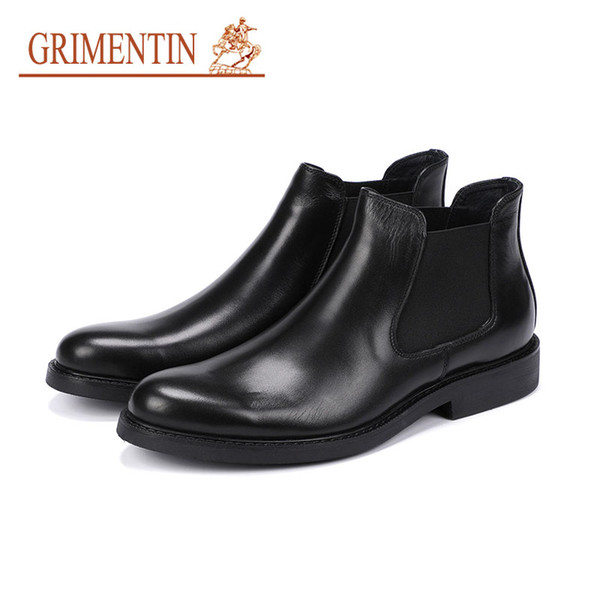 Grimentin Hot Sale Italian Fashion Mens Ankle Boots Genuine Leather Suder Formal Business Mens boots High Quality Dress Black Mens Shoes RCB