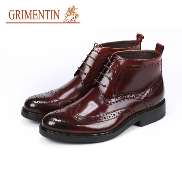 GRIMENTIN High Quality Men Ankle Boots Genuine Leather Men Boots new Italian Fashion Brown Black Formal Business Dress Mens Shoes RCB