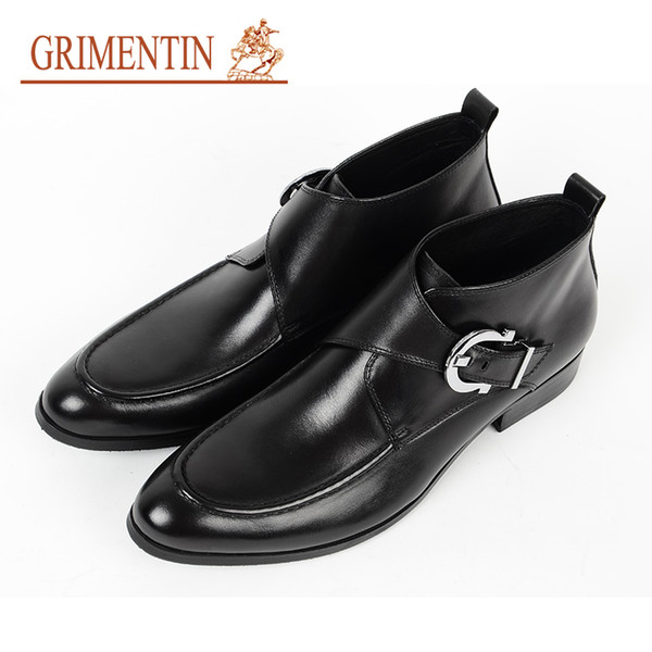 GRIMENTIN Hot sale mens boots 100% genuine leather black brown men ankle boots high quality Italian fashion dress mens formal shoes RCB