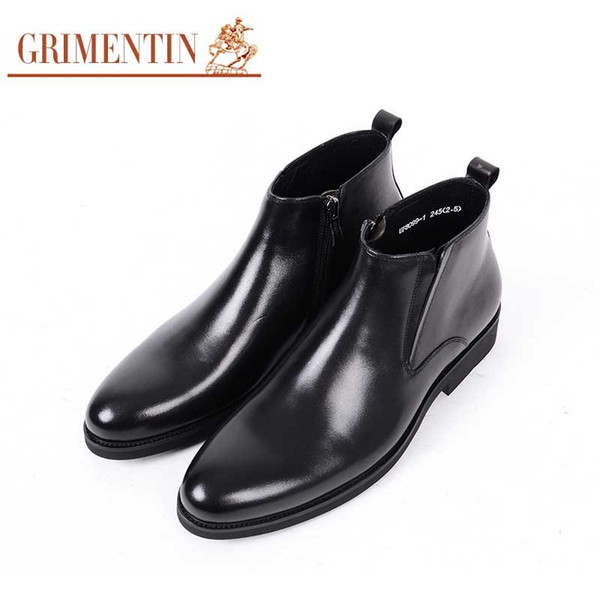 GRIMENTIN Brand mens boots genuine leather high quality black brown formal mens ankle boots Italian fashion hot sale dress mens shoes