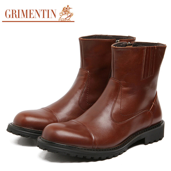 GRIMENTIN Italian fashion brand mens boots genuine leather black brown formal business office ankle men dress boots for hot sale mens shoes