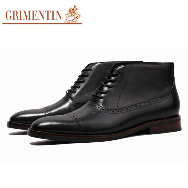 GRIMENTIN Genuine leathe handmade mens boots hot sale high quality fashion black brown dress mens shoes Italian fashion men ankle boots Y100