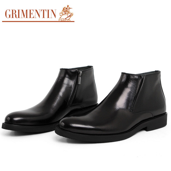 GRIMENTIN Hot sale genuine leather mens ankle boots high quality Italian designer brand formal business black men dress boots for mens shoes