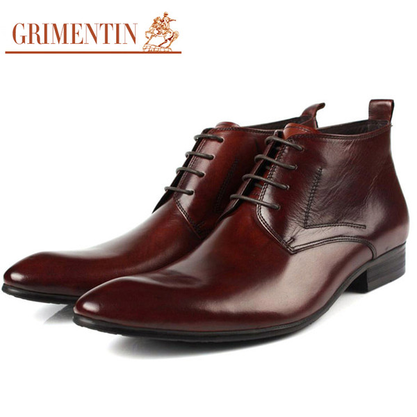 GRIMENTIN Hot sale brand high quality mens boots 100% genuine leather black brown dress ankle men formal boots for business men shoes