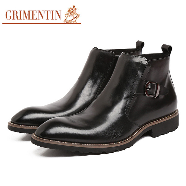 GRIMENTIN High Quality Fashion Designer Dress Mens Boots Brand Genuine Leather Dress Men Formal Boots Hot Sale Mens Shoes