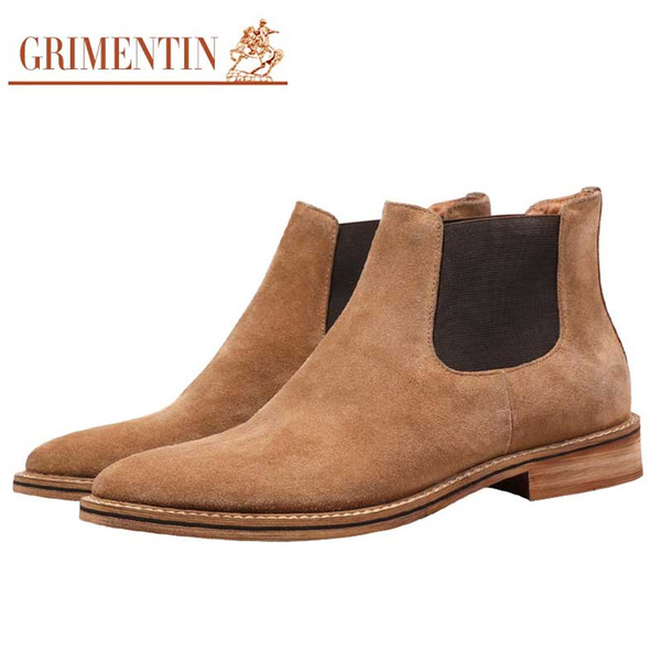 GRIMENTIN Hot sale brand customized handmade mens boots Italian fashion mens dress shoes suede leather wedding Large size men ankle boots