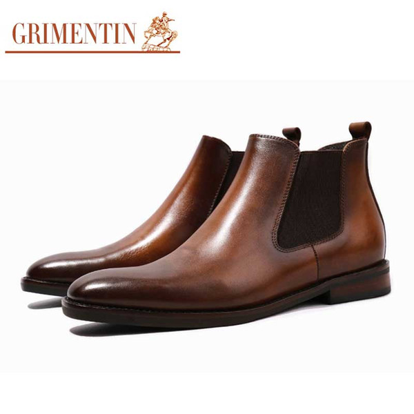 GRIMENTIN Hot sale brand customized handmade mens boots Italian fashion dress mens shoes genuine leather wedding Large size men ankle boots