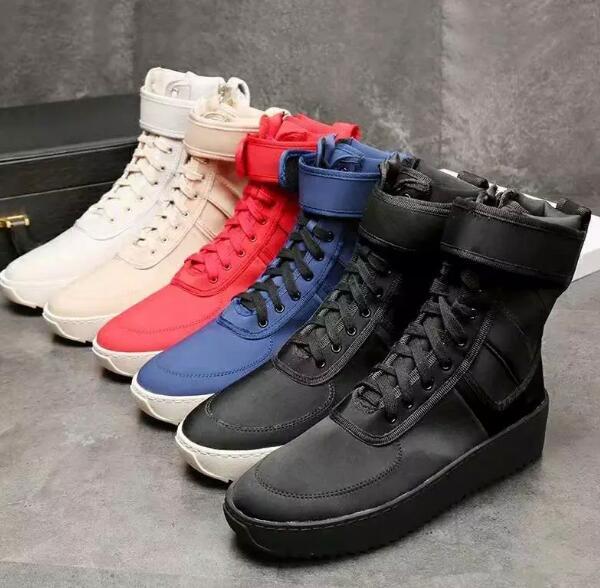 HOTBlack white red Best Quality Fear of God Top Military Sneakers Hight Army Boots Men and Women Fashion Shoes Martin Boots SIZE 38-46