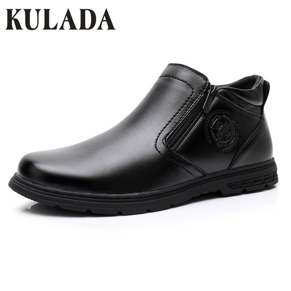 2019 KULADA New Arrivals Double Zipper Side Shoes Men Leather Comfortable Casual boot Men Winter Warm Boots Men Boots 0903-1A Sneakers