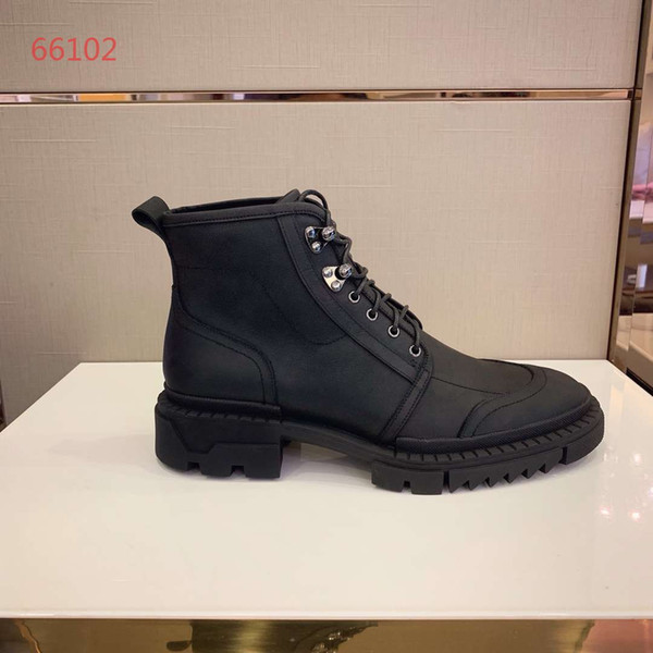 Autumn Winter Middle Tube Boots Retro Men Boot Fashion Strap Motocycle Botas for Male Low Heel Shoes Size:38-44