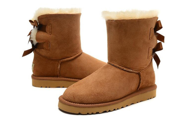 New Fashion Australia classic tall winter boots real leather Bowknot women's snow boots shoes