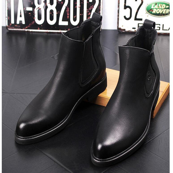 2018 New Arrival Fashion Mens Leather  Boots Casual Flats Brand Men's Ankle Martin Boot Vintage Shoes