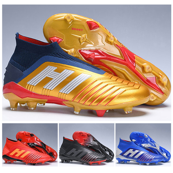 Kids High Tops Football Boots Youth Boys Predator 19+ Firm Ground ZIDANE BECKHAM Cleats Men Women Predator 19 FG Outdoor Soccer Shoes