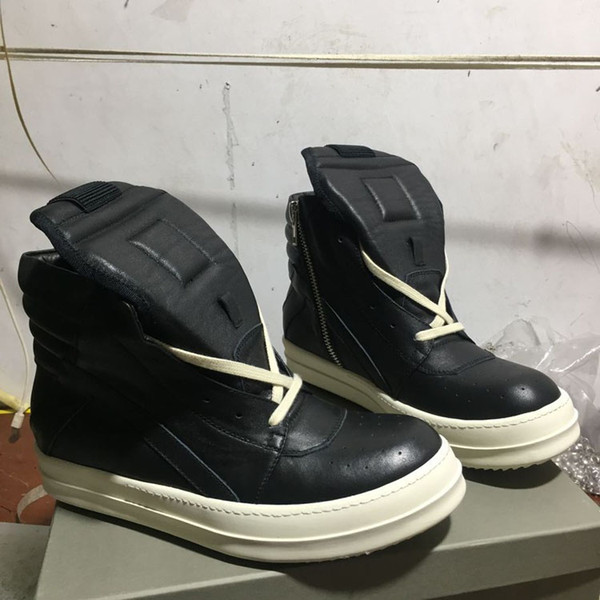 real picture with box genuine leather handmade high top owen rock geobasket classical MID boot