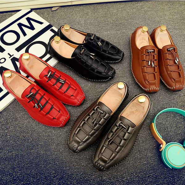 Summer Casual Shoes Soft Leather men leisure dress shoe explode rubber bottom superfine England bean shoe #1178