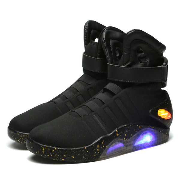 Air Mag Shoes Marty Casual LED Shoes Back To The Future Glow In The Dark Gray/Black Mag Marty McFlys Shoes