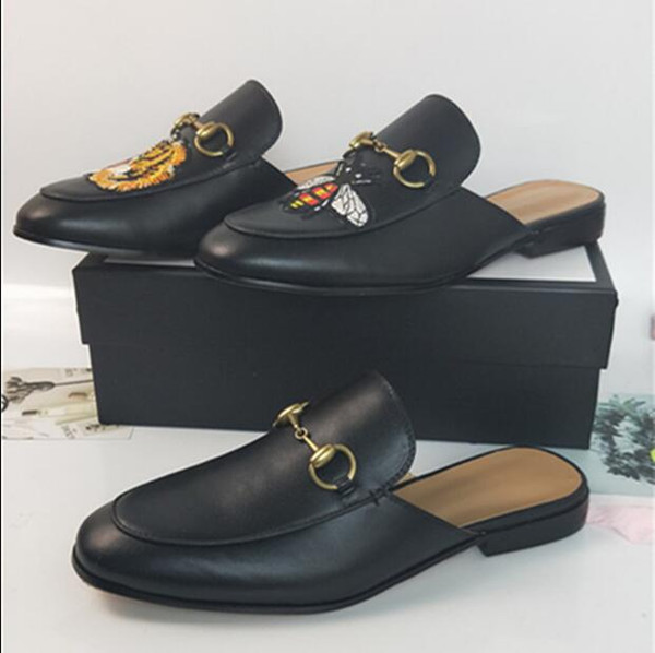 Luxury leather loafers Muller Designer slipper Mens shoes with buckle Fashion Men Women Princetown slippers Ladies Casual Mules Flats 35-44