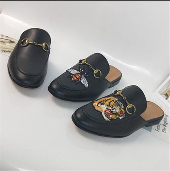 Leather loafers Muller Designer slipper Mens shoes with buckle Brand Fashion Men Women Princetown slippers Ladies Casual Mules Flats 35-44