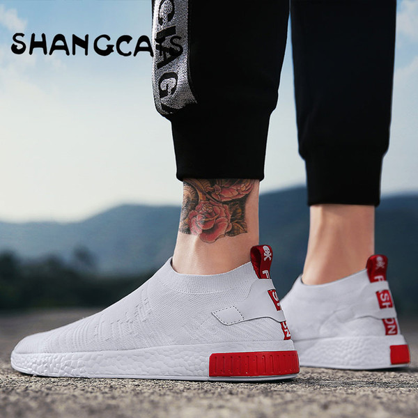 Brand Thin Shoes For Autumn White Shoes Men Sneakers Teen Footwear Without Lace Trend 2018 New Feel Socks Style tenis masculino chaussure