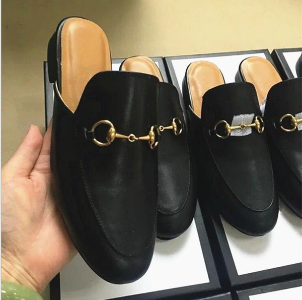 EUR38-46 Designer luxury men Summer Princetown Slippers mens Mules Loafers Genuine Leather Flats With Buckle Bees Snake Pattern With Box