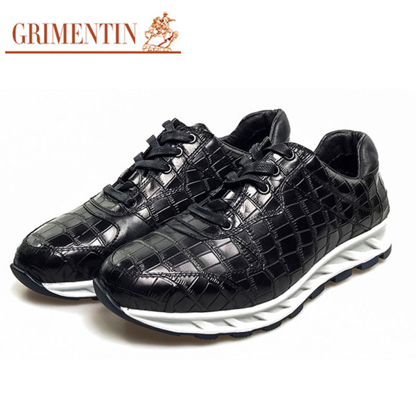 GRIMENTIN Hot sale brand men casual shoes genuine leather black brown mens shoes Italian fashion designer formal business mens dress shoes