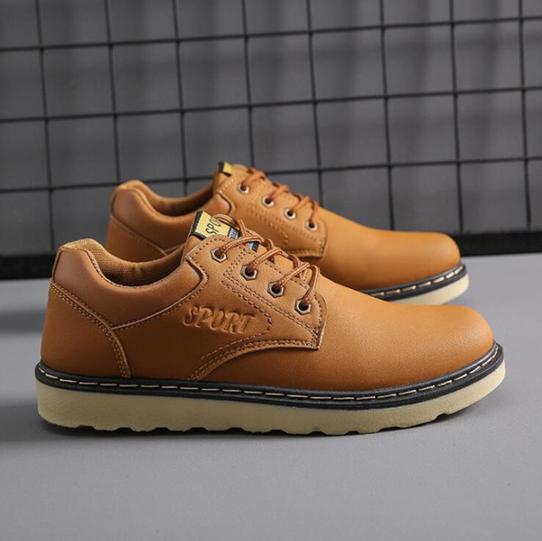 2019 Fashion casual Leather men shoes Ventilation Sports runing flat shoes Non-slip Four Seasons Shoes for Business Work Young students UN22