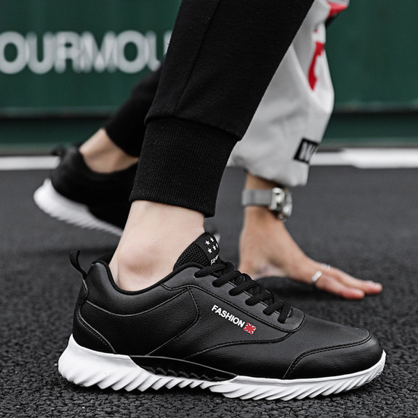 2019 Fashion casual PU men shoes Ventilation Sports flat shoes Non-slip Four Seasons Shoes for Business Work Young students Q365